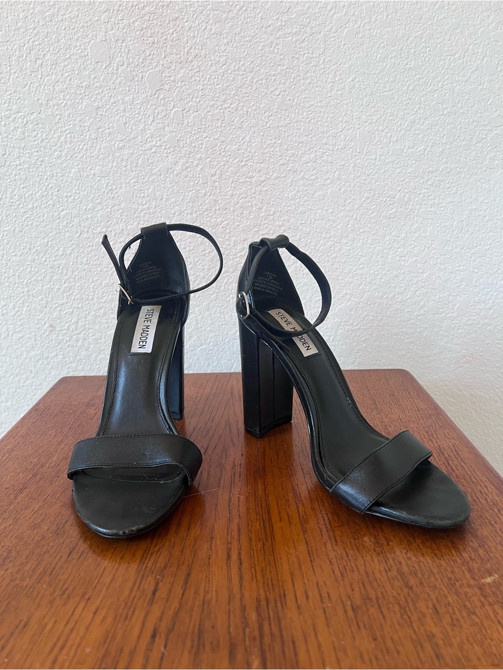 Steve Madden Carrson black ankle-strap block heels